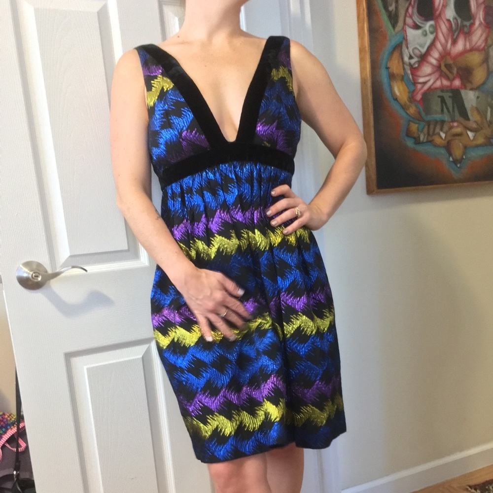 Vintage 1960s Saks Dress metallic blue purple gold